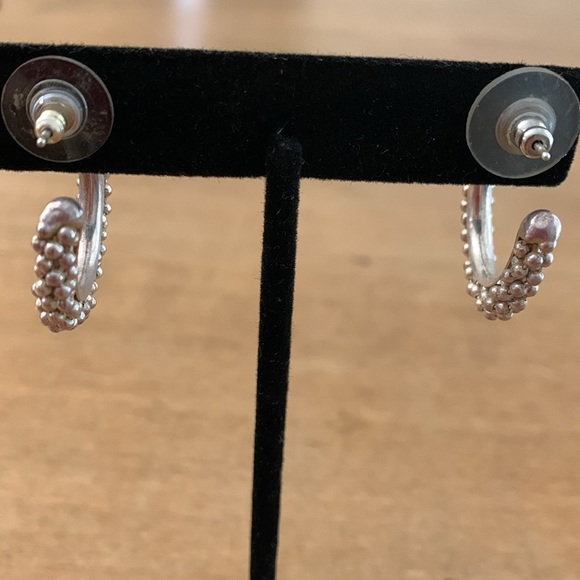 Silver Earrings - 1” beaded loops - Picture 4 of 8